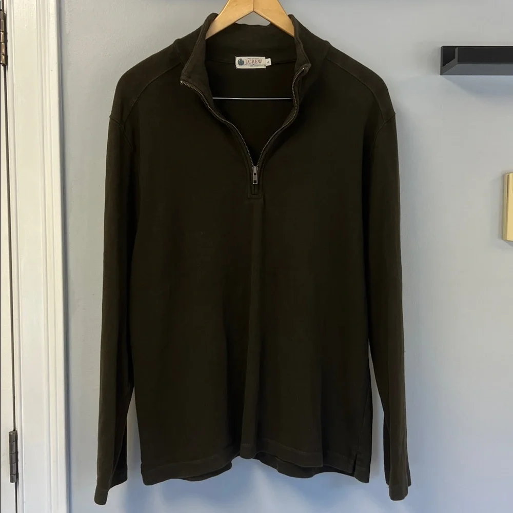 J Crew Men's Dark Forest  Green  1/4 Zip-Up Y2K Sz L
